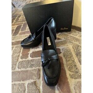 Giao Deen Leather Mid High Block Heel Square Toe Tassel Dress Pumps EU 42 /US 11